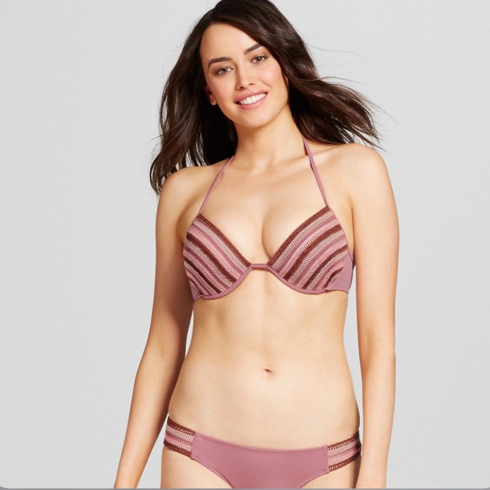 NEW! Shade & Shore Stripe Crochet Bikini Set